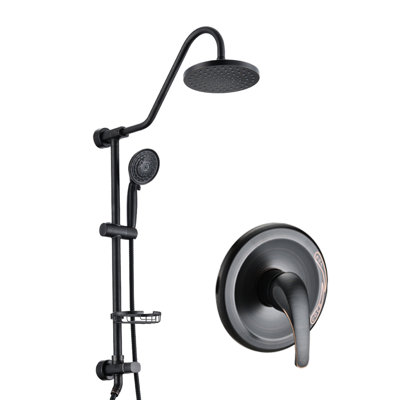 Solution de douche complète avec douchette de pluie de 8 po et portatif - longueur de tuyau de 59 po et coupe-vent