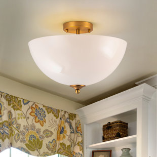 Farmhouse Frosted Glass Semi Flush Mount Light