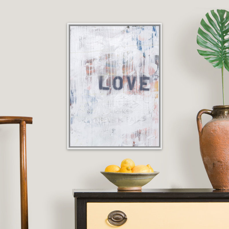 Reproduction d’art « Love Never failii » par Kent Youngstrom, H 18 po x l 14 po x 1,75 po, Cadre blanc