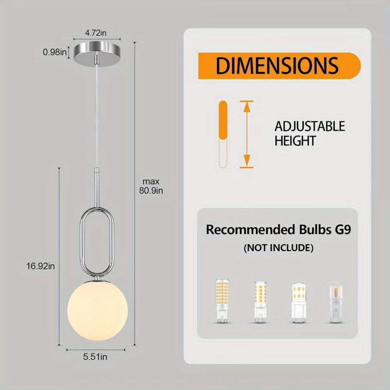 Luminaire suspendu sphérique Mid Mid Century