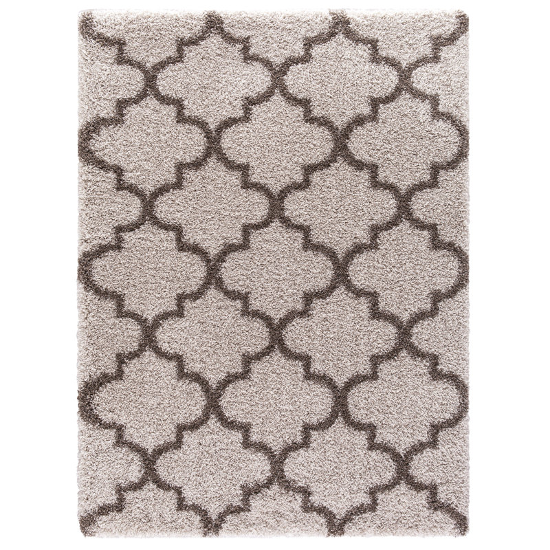 Tapis beige à poils longs Popp, Rectangle 5 pi 3 po x 7 pi 3 po