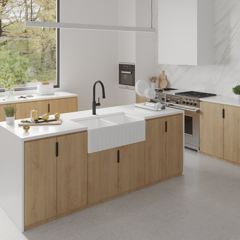 33'' L Double Bowl Fireclay Kitchen Sink