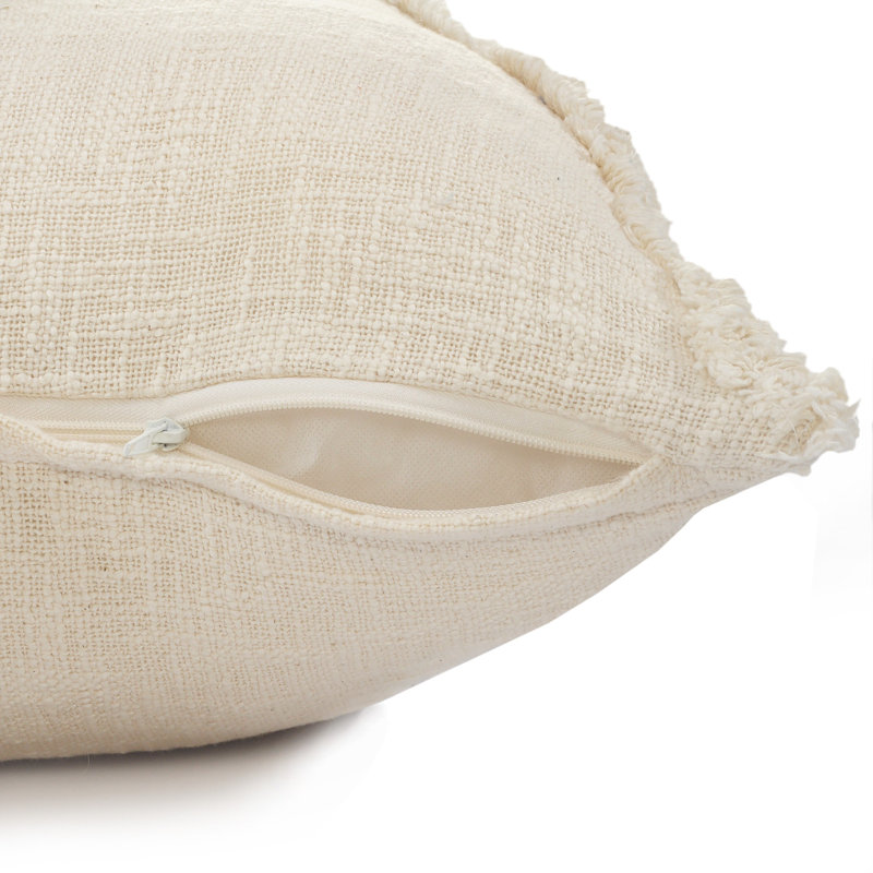 Hand-Woven Diamond Tufted 100% Cotton Euro Pillow Cover, Natural, Polyester