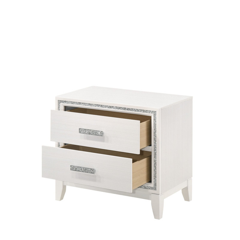 Table de chevet blanche de style moderne avec deux tiroirs de rangement