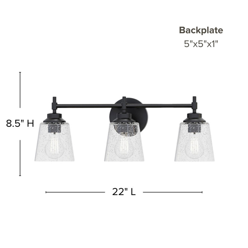 Montford 3-Light 6.25” Wide Vanity Light, Matte Black