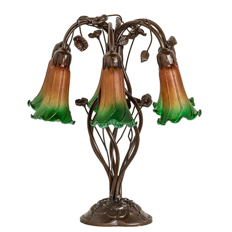 Meyda Tiffany & Stained Glass Table Lamp, Amber Green
