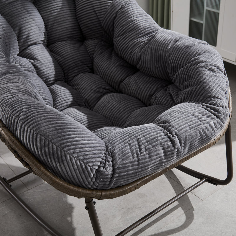 Chaise berçante d'extérieur en acier Alvan, Gris
