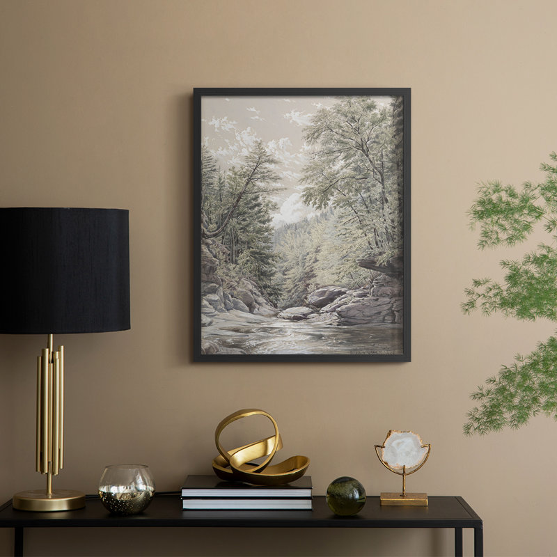 Reproduction encadrée vintage en bois massif Cxxxiv, H 21 po x l 17 po, Noir, noir, noir, noir