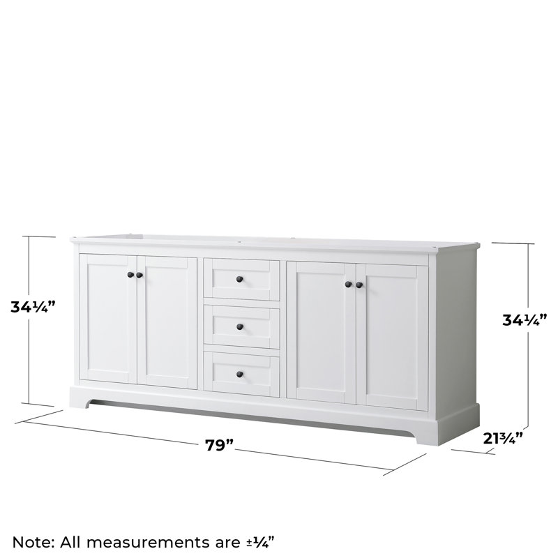 Base de meuble-lavabo double 79 po Avery seulement, Blanc / noir mat