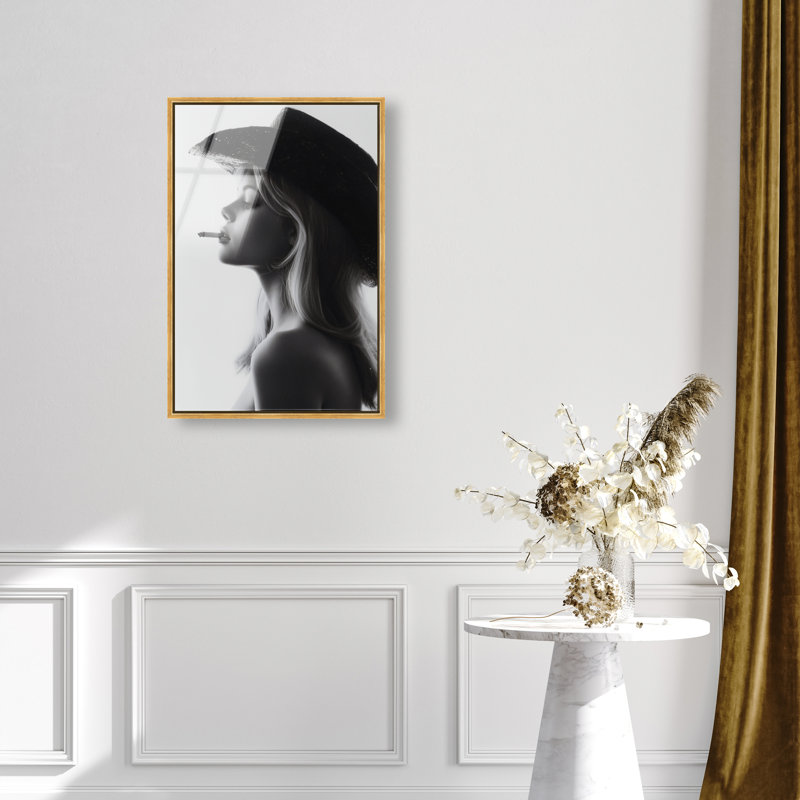 Desert Cowgirl Print, 37"H x 25"W, Gold Floater Frame