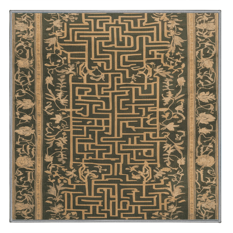 Tapis brun français lavable à la machine, Carré 4 pi