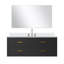 Meuble-lavabo simple bleu 48 po X P 22 po D, comptoir en marbre de Carrare, 43 po Ensemble miroir et robinet-118024602