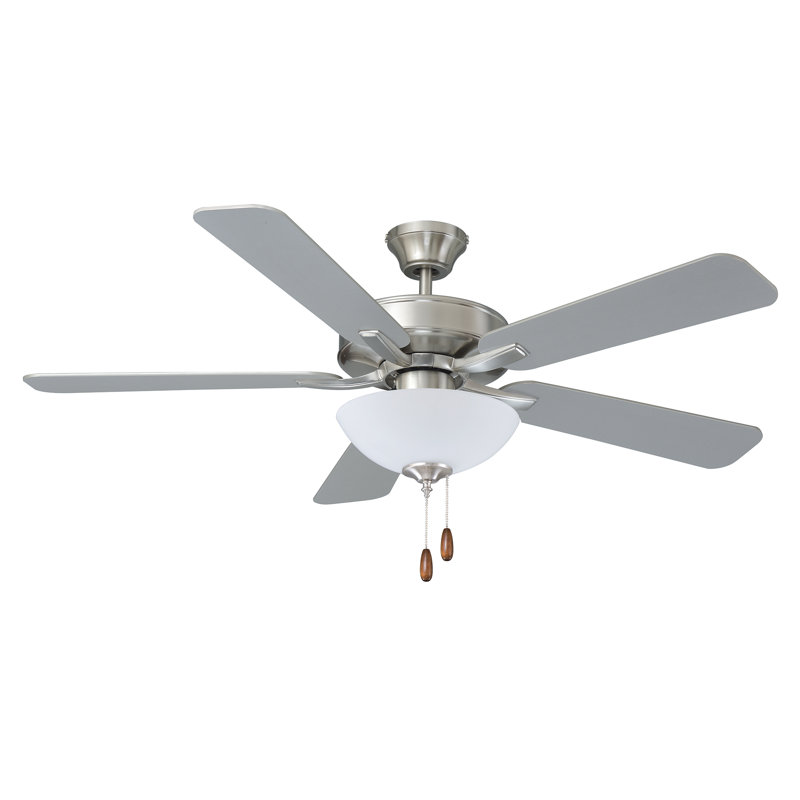 Star Light 52" 5-Blade Indoor Ceiling Fan, Brown Wood, Brushed Nickel