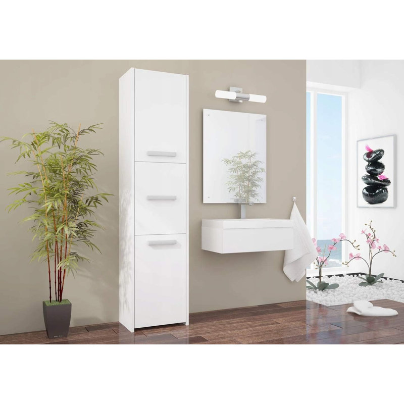 Ringolds Linen Cabinet, Highgloss Sand Grey