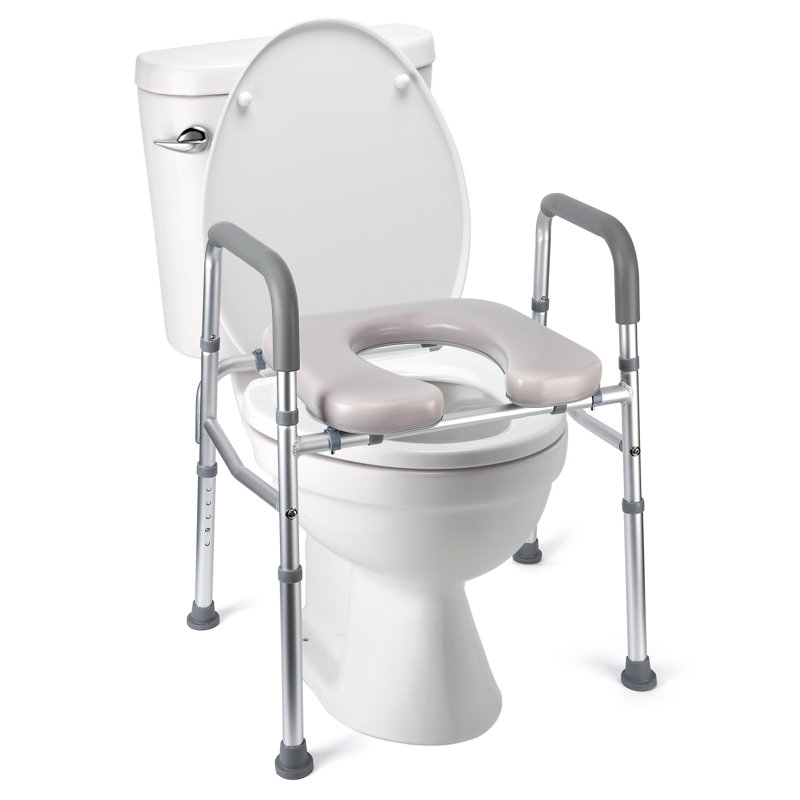 Raised Toilet Seat - 158.8 kg Capacity, Toilet Seat Risers for Seniors, Toilet Seat with Armrests, Comfortable Cushion, Durable Design