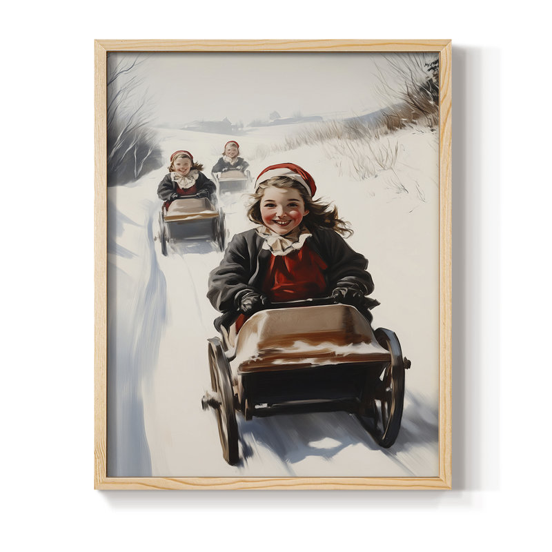 Art des Fêtes de Noël - Série 2, reproduction encadrée - Bois massif, H 15 po x l 12 po, Naturel