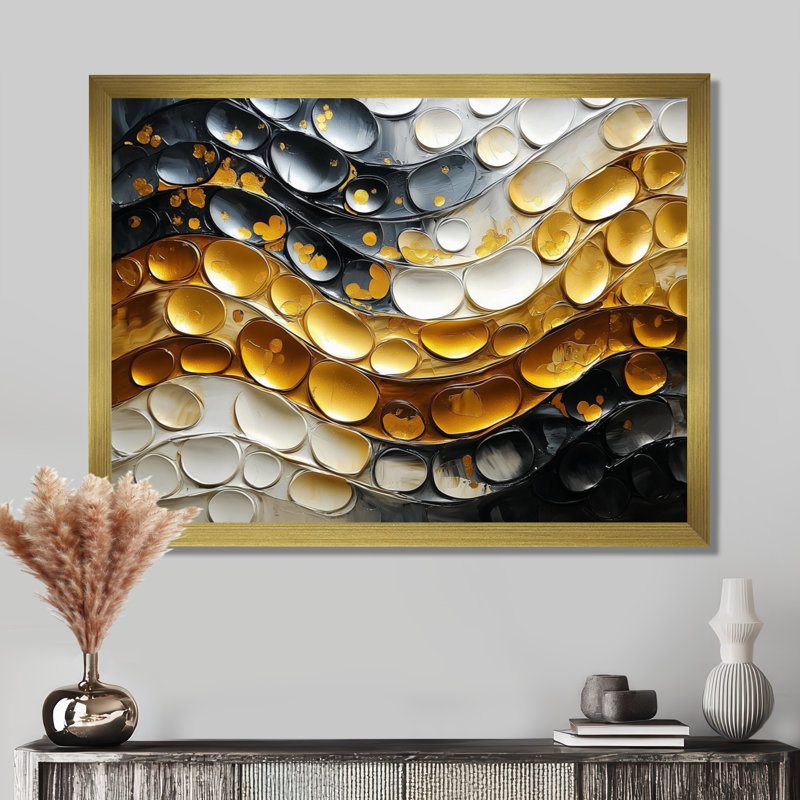«Golden Passage To Transitional Art II», art abstrait moderne sur toile transitionnelle, H 16 po x l 32 po, Doré