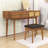 Wood Makeup Vanity Set with Three Drawers, Upholstered Stool and Mirror-420312279