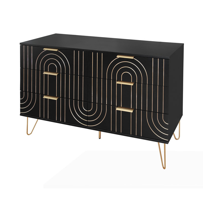 Commode 6 tiroirs Modern, Noir