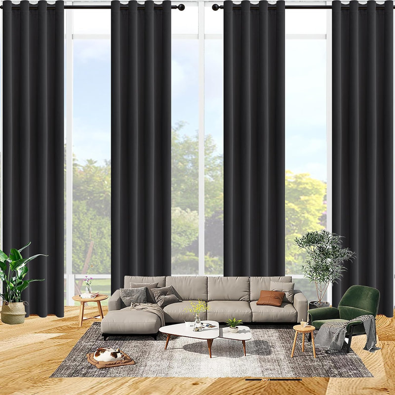 Marcenia Polyester Blend Blackout Single Curtain Panel, Black