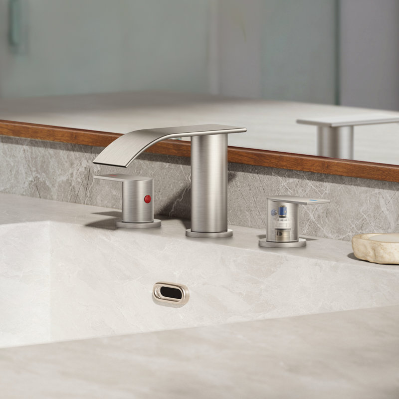 2-handle Bathroom Faucet with Drain Assembly, Stainless Steel