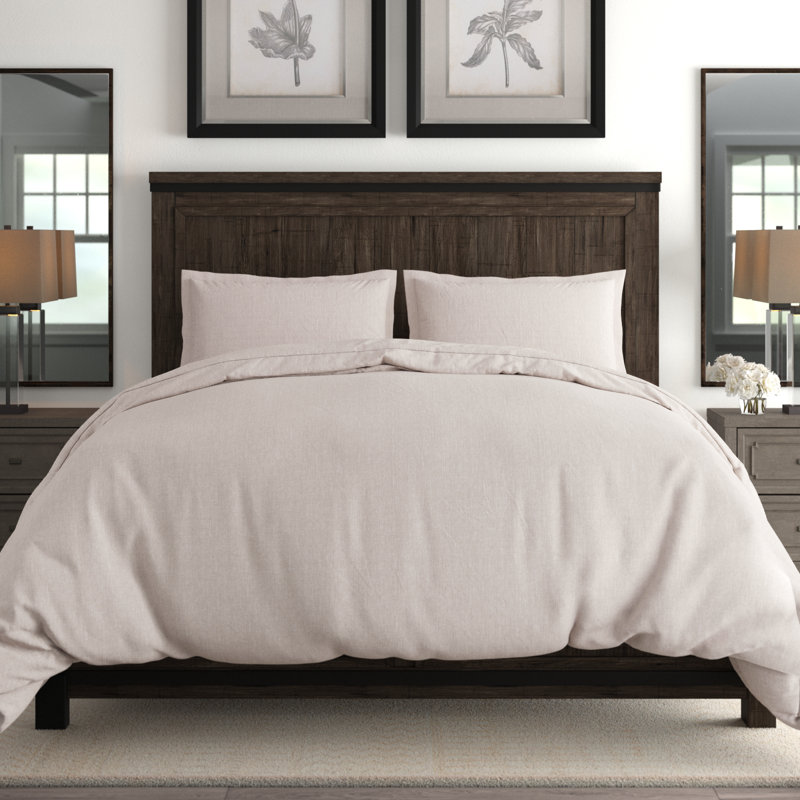 Ensemble de housse de couette de 3 pièces Nena, Housse de couette double / grand + 2 taies décora, Naturel