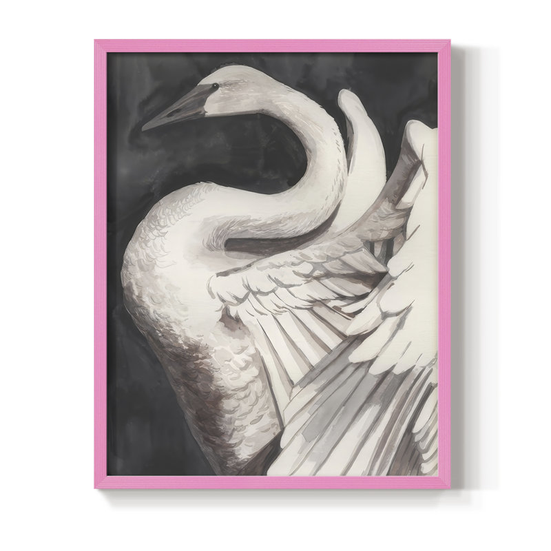 Swan Dance II, reproduction encadrée - bois massif, H 30 po x l 24 po, Rose
