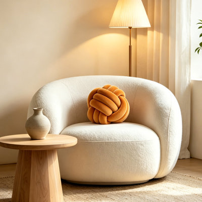 Coussin décoratif en polyester Knot Ball - Coussin décoratif en peluche pour décoration intérieure moderne, espaces de vie contemporains et style de chambre à coucher