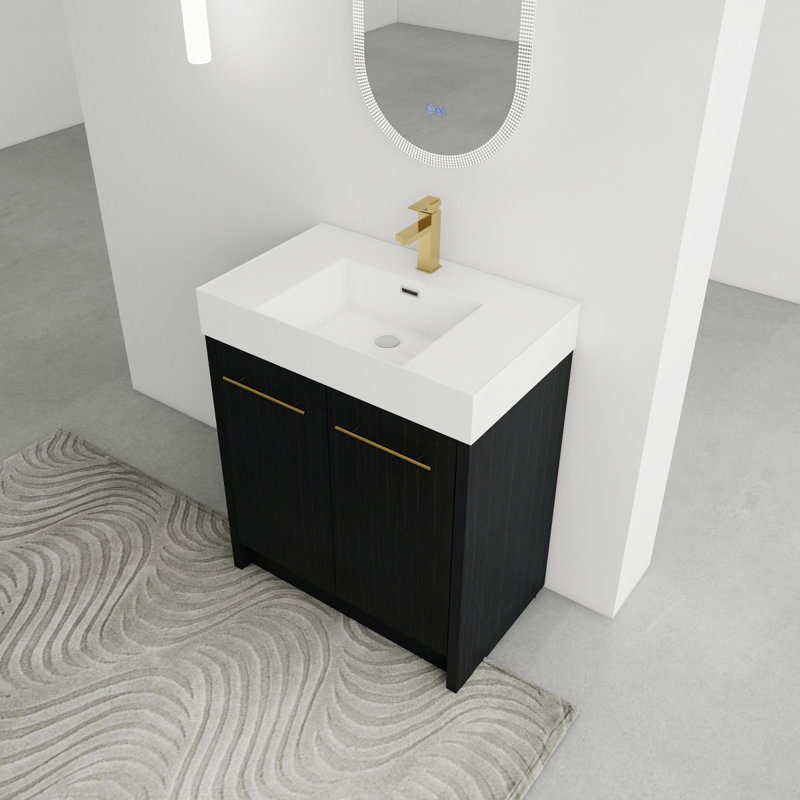 Meuble-lavabo autoportant avec lavabo en résine, 30"