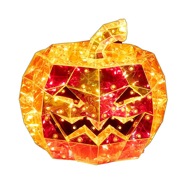 Jack-O-lanterne holographique orange à 100 lumières Kurt Adler, H 6,5 po x l 7,5 po x P 7,5 po