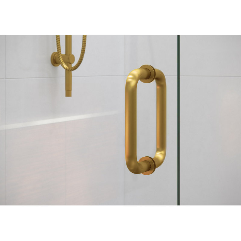 Illume 66 in. x 78 in. Fully Frameless Wall Hinge Shower Door, Satin Brass