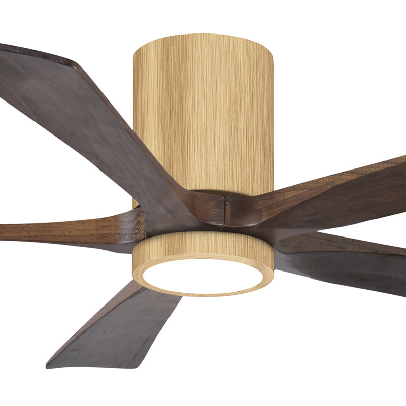 Ventilateur de plafond à 5 pales DEL avec ensemble d'éclairage inclus Irene, Érable clair, 52", Ton noyer