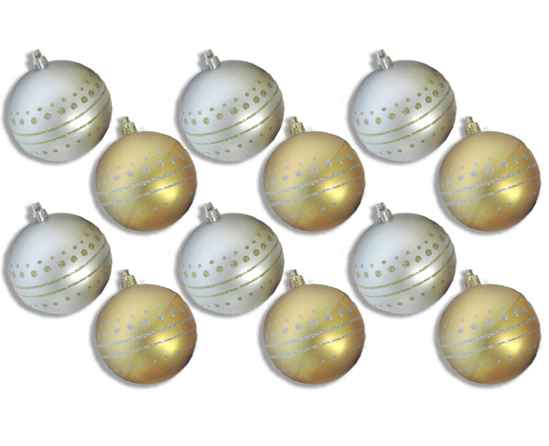 Ensemble d'ornement boule 12 pièces, Or / argent