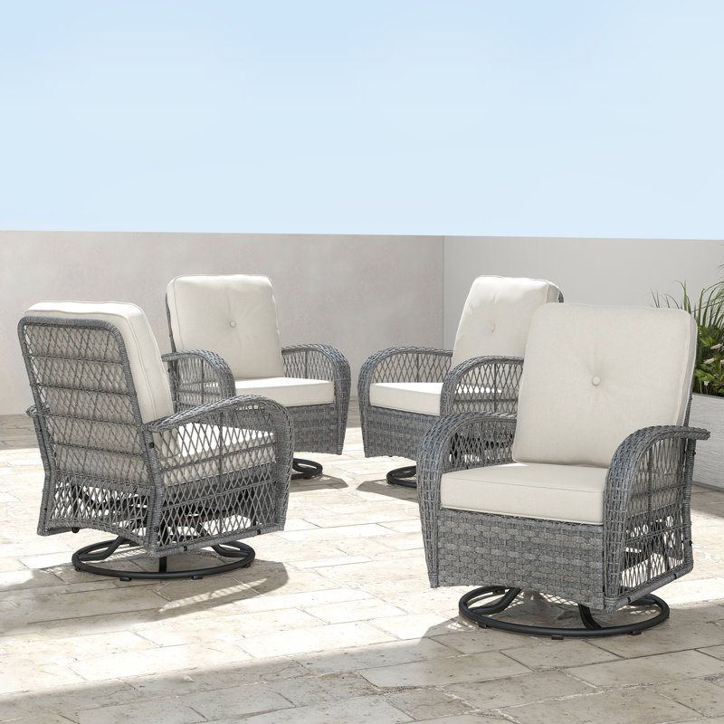 Ambrin Swivel Patio Chair with Cushions, Gray