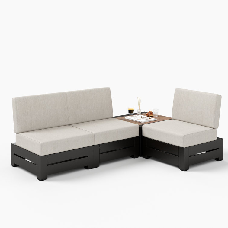 Ensemble de conversation modulaire 4 pièces avec coussins épais