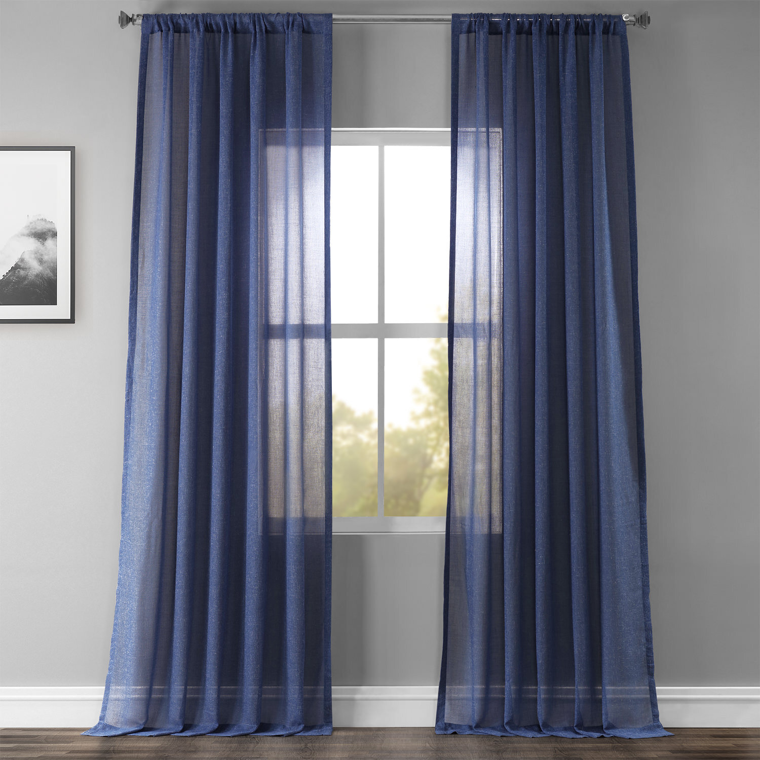 Elrene Home Fashions Highland Stripe Indoor/Outdoor Curtain Panel, 50 Inches x 84 Inches, Navy