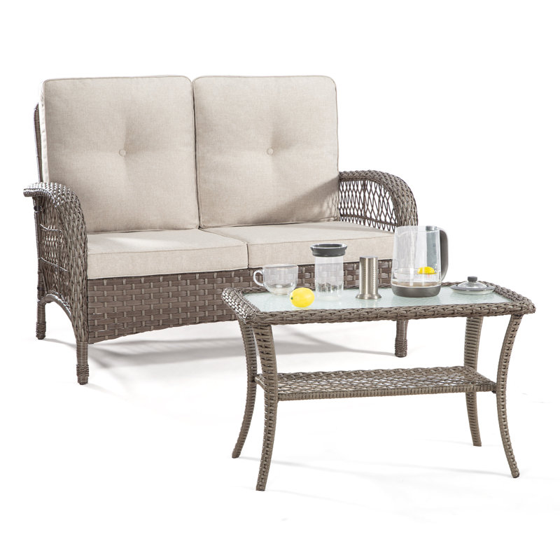 Monahans 49.61'' Wide Straight Loveseat with Cushions, Beige