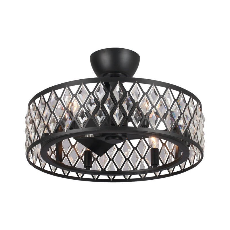 Ventilateur de plafond en cage à 3 pales de 20 po avec télécommande et ensemble d'éclairage inclus Damario