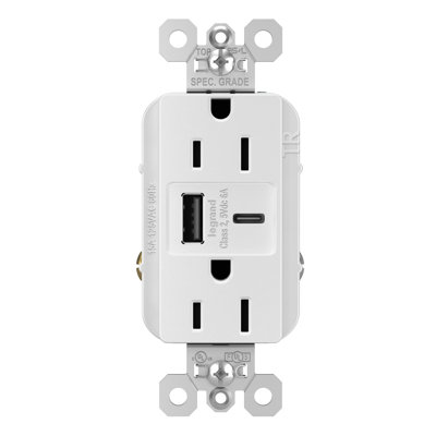 Pass & Seymour 15 Amp Commercial Grade Ultra Fast USB Type A/C Outlet