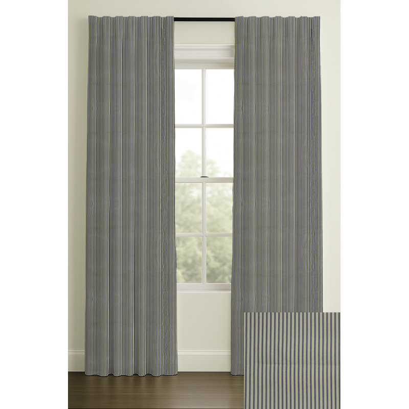 132" Rod Pocket/Back Tab Double Lining Cotton Monroe Dark Blue, Blackout, Rod Pocket, 50" W x 132" L
