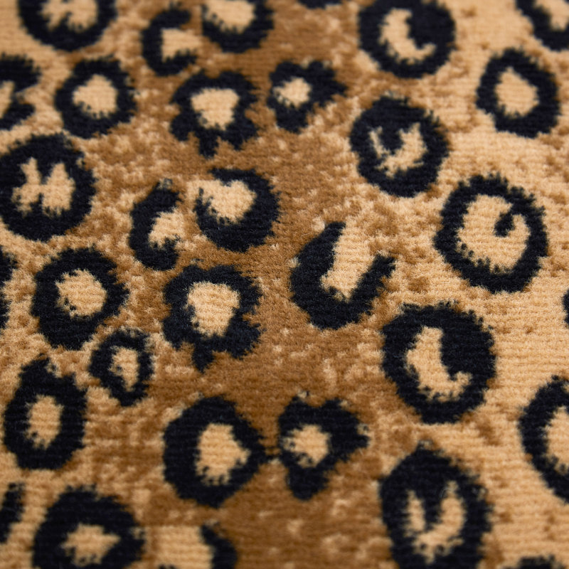 Zone Modern Area Rug With Bordered Animal Print, Jute Backing Carpet Rug - Solid Leopard, Runner 1'9" x 7'2"