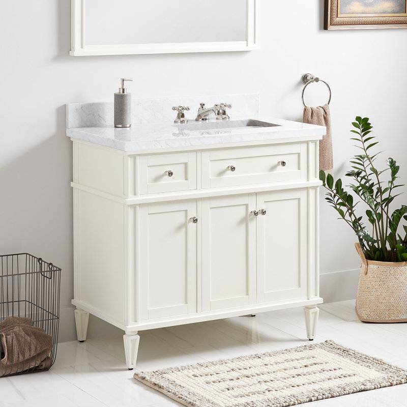 36" Elmdale Single Bathroom Vanity Set with Rectangular Undermount Sink, Absolute Black Granite