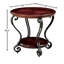 Mobilier de salon: table de bout en cerisier brun avec tablette inférieure ouverte et rangement décoratif