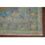 Tapis unique noué à la main des années 1950 de 8 pi 6 po x 12 pi 7 po en bleu / brun / orange