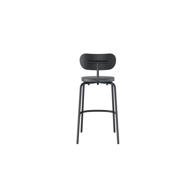 Khylia Upholstered Bar Stool, Gray Seat/Black Base
