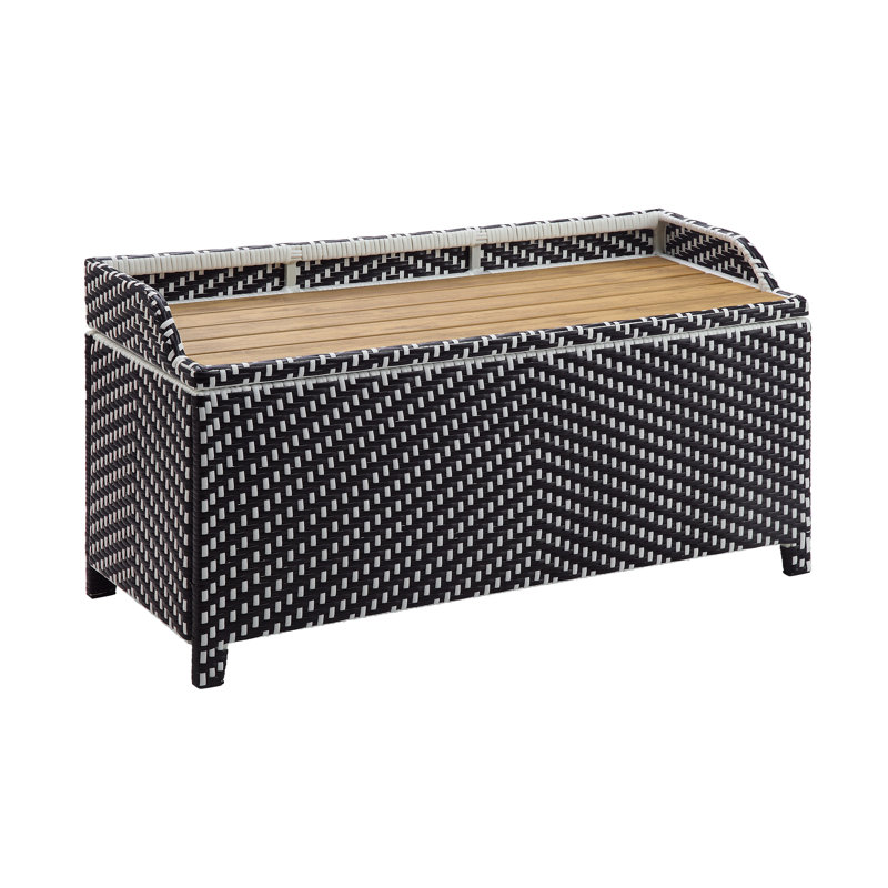 Banc de rangement en osier Angelah Tides, Noir