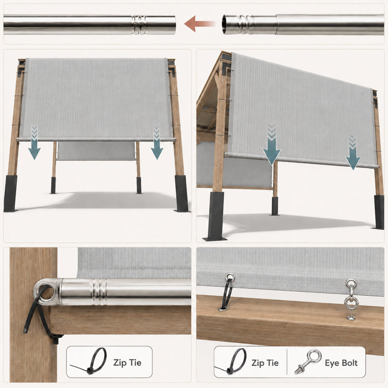 Auvent de remplacement pour abat-jour haute densité avec tige lestée en acier inoxydable Colourtree, 11 pi x 17 pi, gris