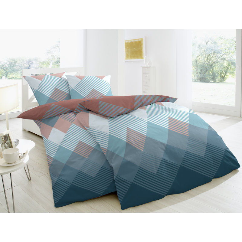 Figuroa Cotton 91 TC Duvet Cover Set, Green/Red, 155 x 220 cm - 1 Pillowcase (80 x 80 cm)