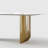 Hugette Modern 78.7" Sintered Stone Dining Table for 6-8 People, Large Rectangle Dining Room Table, Luxury White & Gold Kitchen Table with H-shape Stainless Steel Base (Table Only )-850415917-850415916