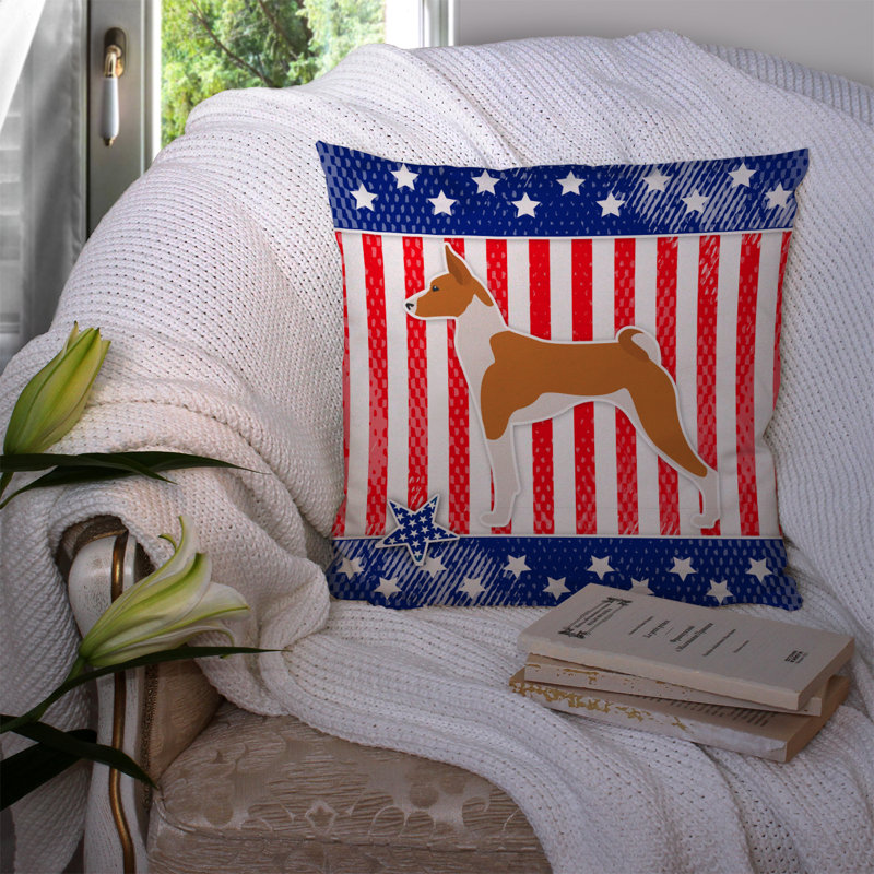 Coussin décoratif intérieur/extérieur neutre patriotique, H 14 po x l 14 po x P 3 po